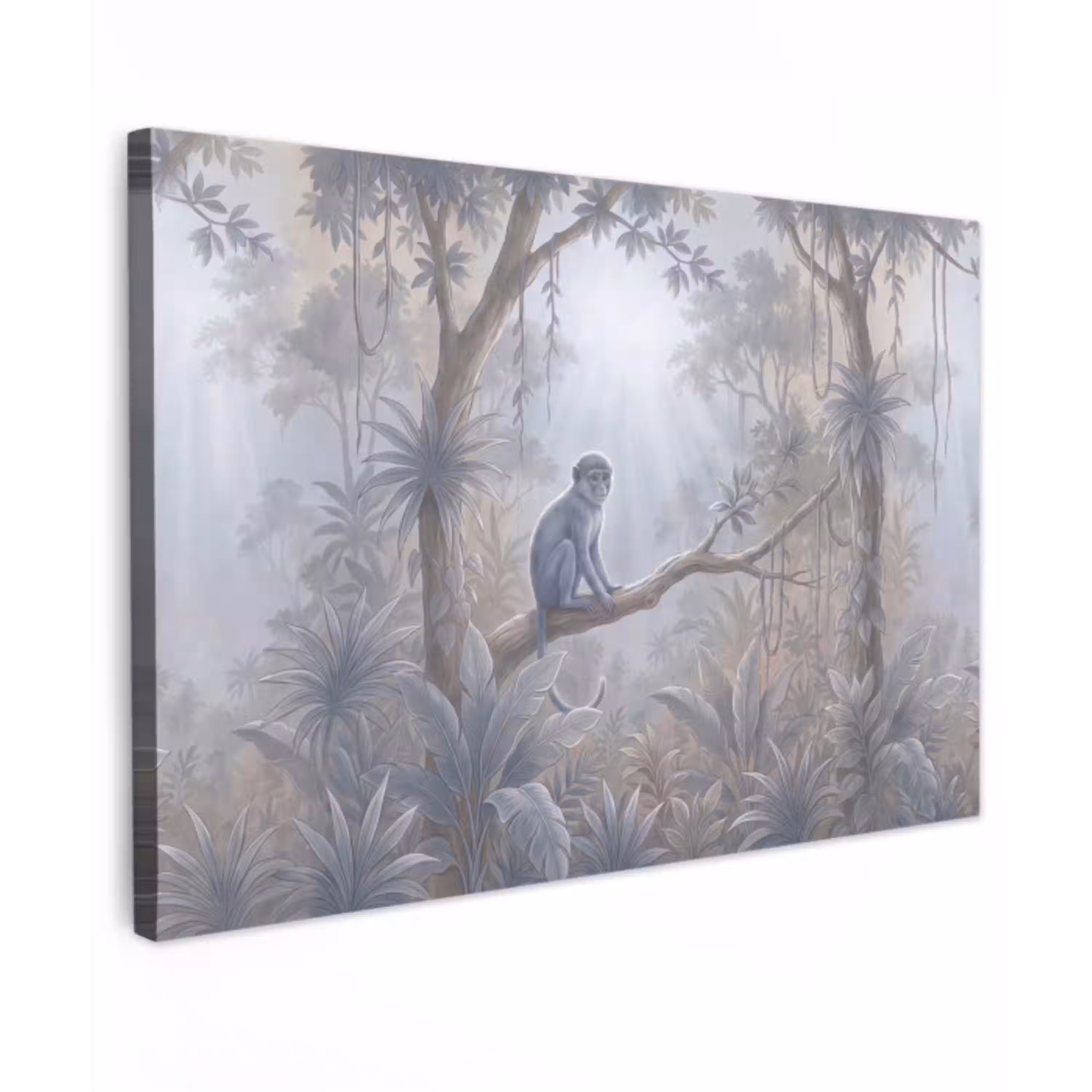 Aap - Boom - Jungle - Natuur - Grijs Tuinposter op houten frame 2 cm dik klein -3d