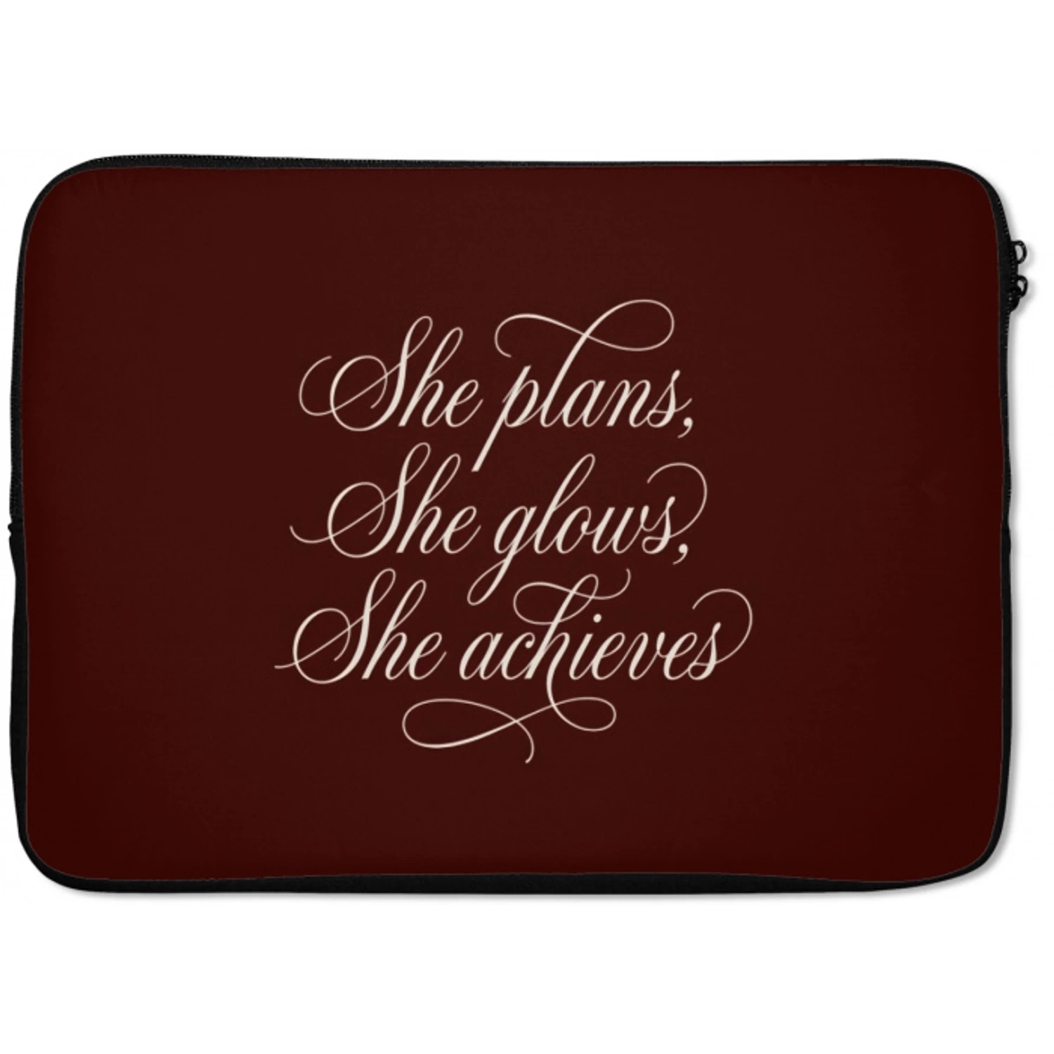 She plans she glows she achieves - Rood - Cursief laptophoes neopreen klein -zkaufland3dotto