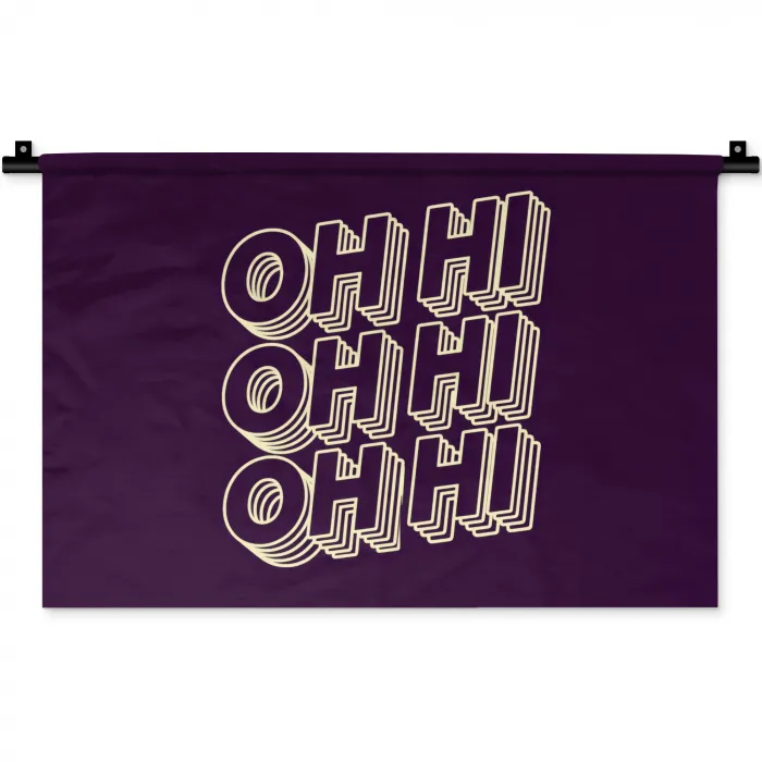 Oh hi - Paars - 3D Wandkleed katoen klein -zz3d
