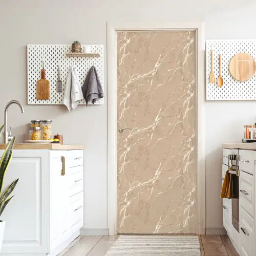 Beige - Marmer - Organisch - Wit deurposter klein 289 -sfeer5