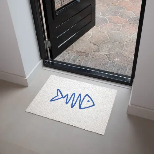 Vis - Minimalistisch - Blauw - Lijn Deurmat klein -sfeer5