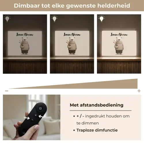 Knuffelbeer - Oranje bloemen - Vriendelijk Light Box met batterij (Wandlamp kind) middel -USP_dimbaarNL