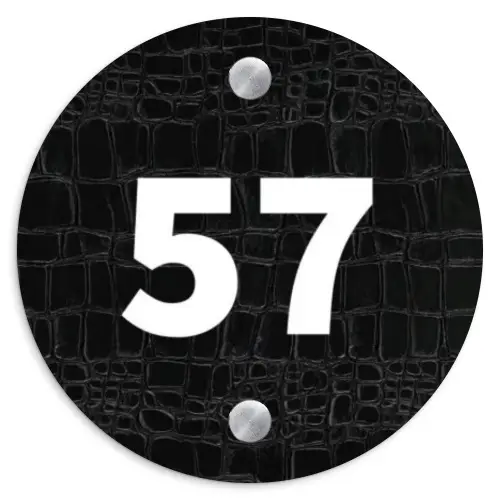 Zwart krokodillenleertextuur - Traditioneel Naambord Rond klein -3d