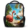 Flamingo en schildpad op tropisch strand Rugzak - Zwart middel -3d