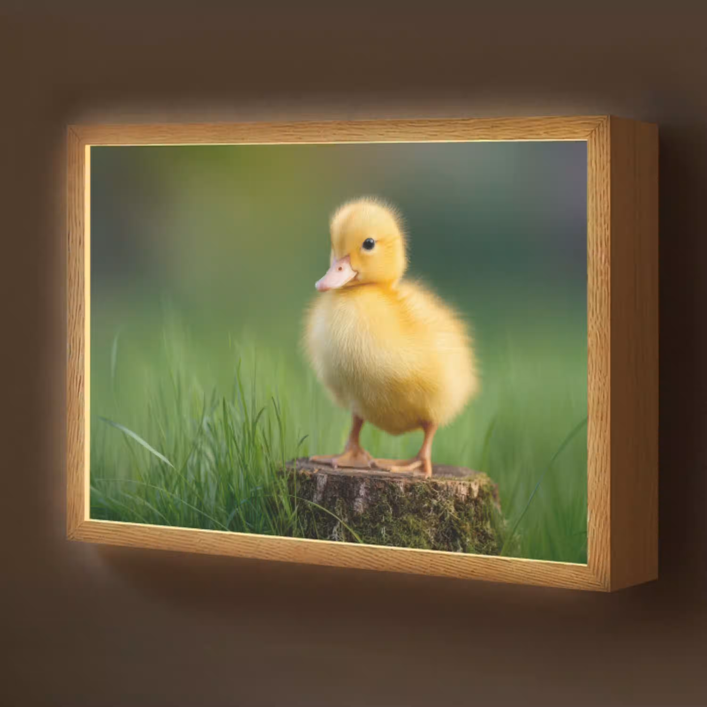 Kuiken - Eend - Geel - Gras Light Box met batterij (Wandlamp kind) middel -z3d_website