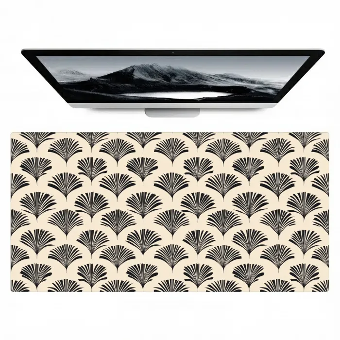 Waaiers - Botanisch - Zwart - Beige Muismat XXL klein 681 -zzz3d