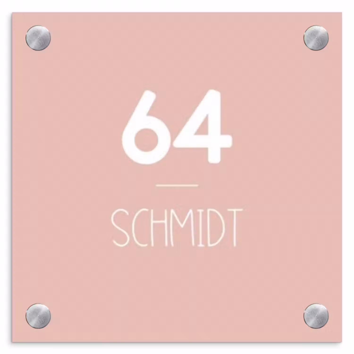 Namensschild Haustür Quadratisch - Einfarbig rosa - Modern
