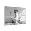 Alpaca - Bloemen - Dier - Bad - Zwart - Wit aluminium wit klein -3d