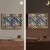 Zomer - Vlinder - Marineblauw - Blauw Light Box met batterij (Wandlamp) middel 907 -sfeer3
