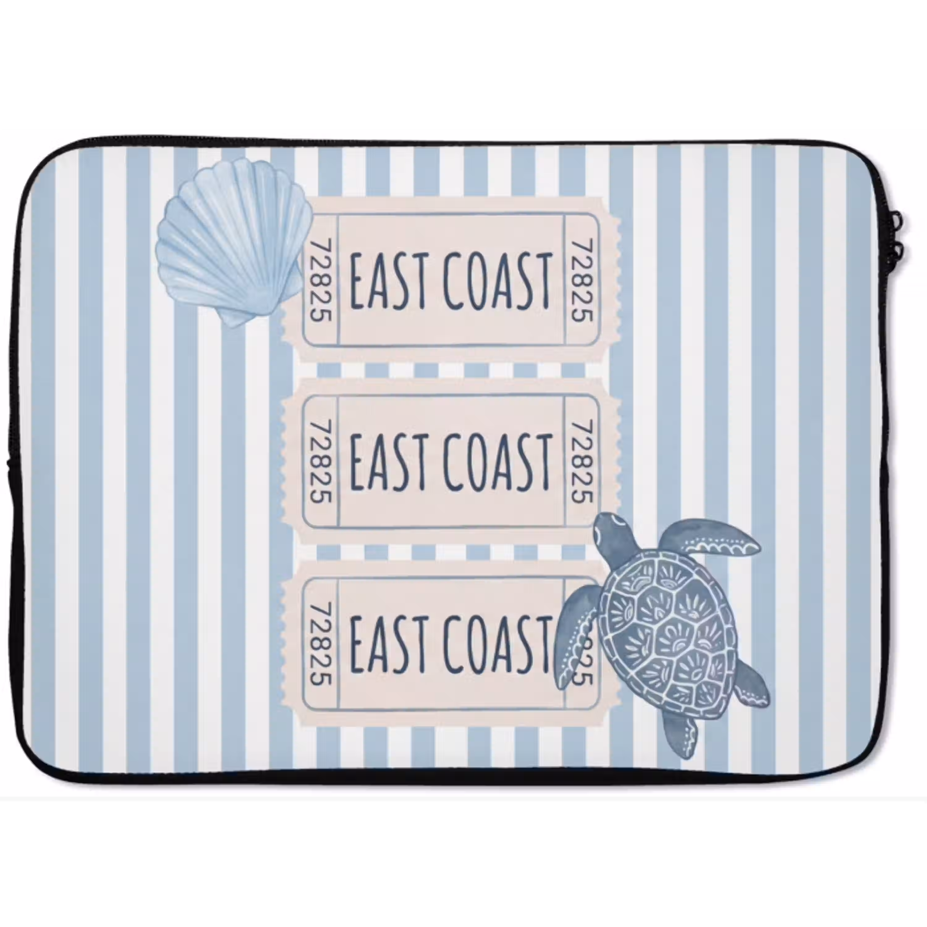 Schelp - Oceaan - Kust - Blauw - Illustratie laptophoes neopreen klein -zkaufland3dotto