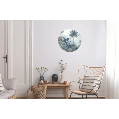 Jungle - Modern - Blauw - Groen Wandcirkel aluminium klein -woonkamer