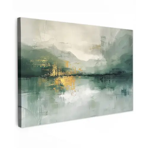 Groen - Modern - Abstract - Goud canvas 2cm klein -z3d