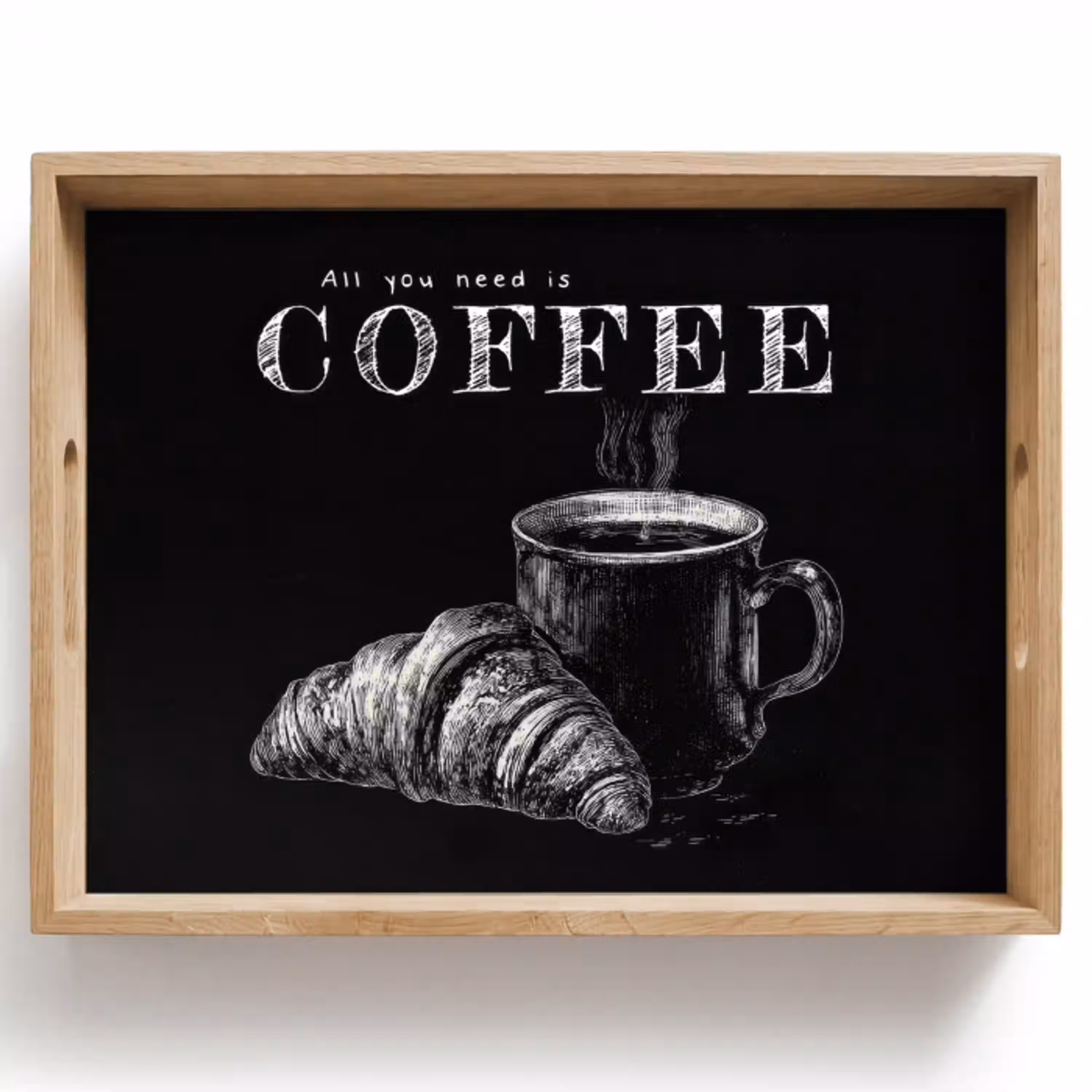 Koffie - Croissant - Tekst Dienblad Rechthoek middel -z3d_shopping