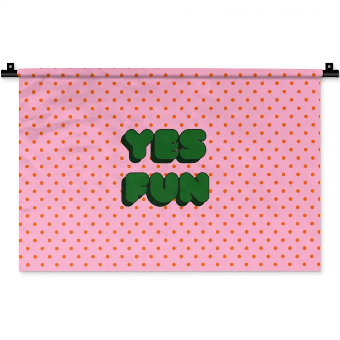 Yes fun - Groen - Roze - Stippen Wandkleed katoen klein -zz3d