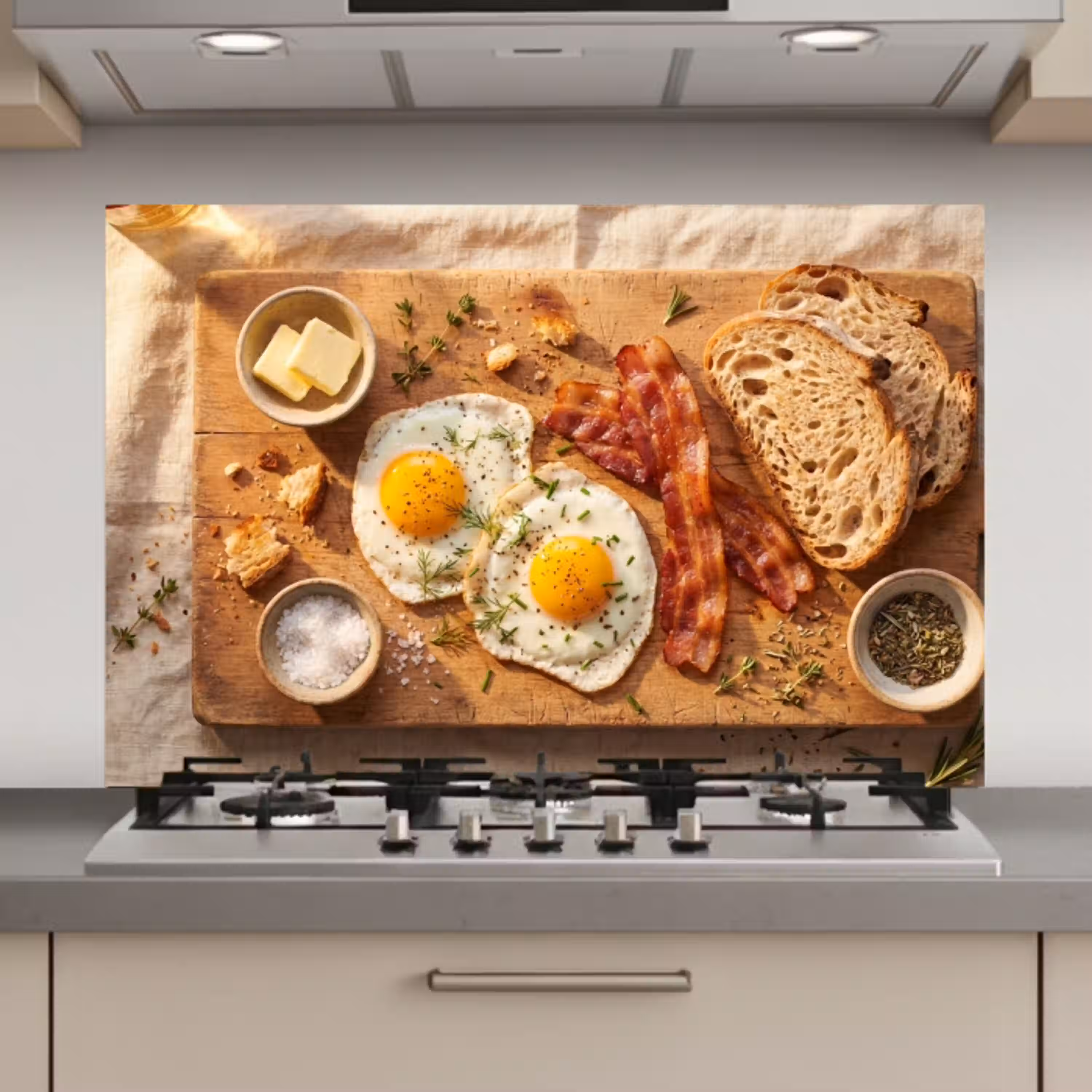 Eten - Ontbijt - Hout - Rustiek - Geel keuken achterwand spatscherm klein -3d_website
