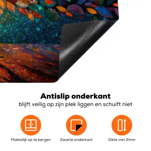 Mozaïek - Kleurrijk - Boom - Takken Inductie beschermer vinyl 3mm klein -zzzzzzz-td-onderkant