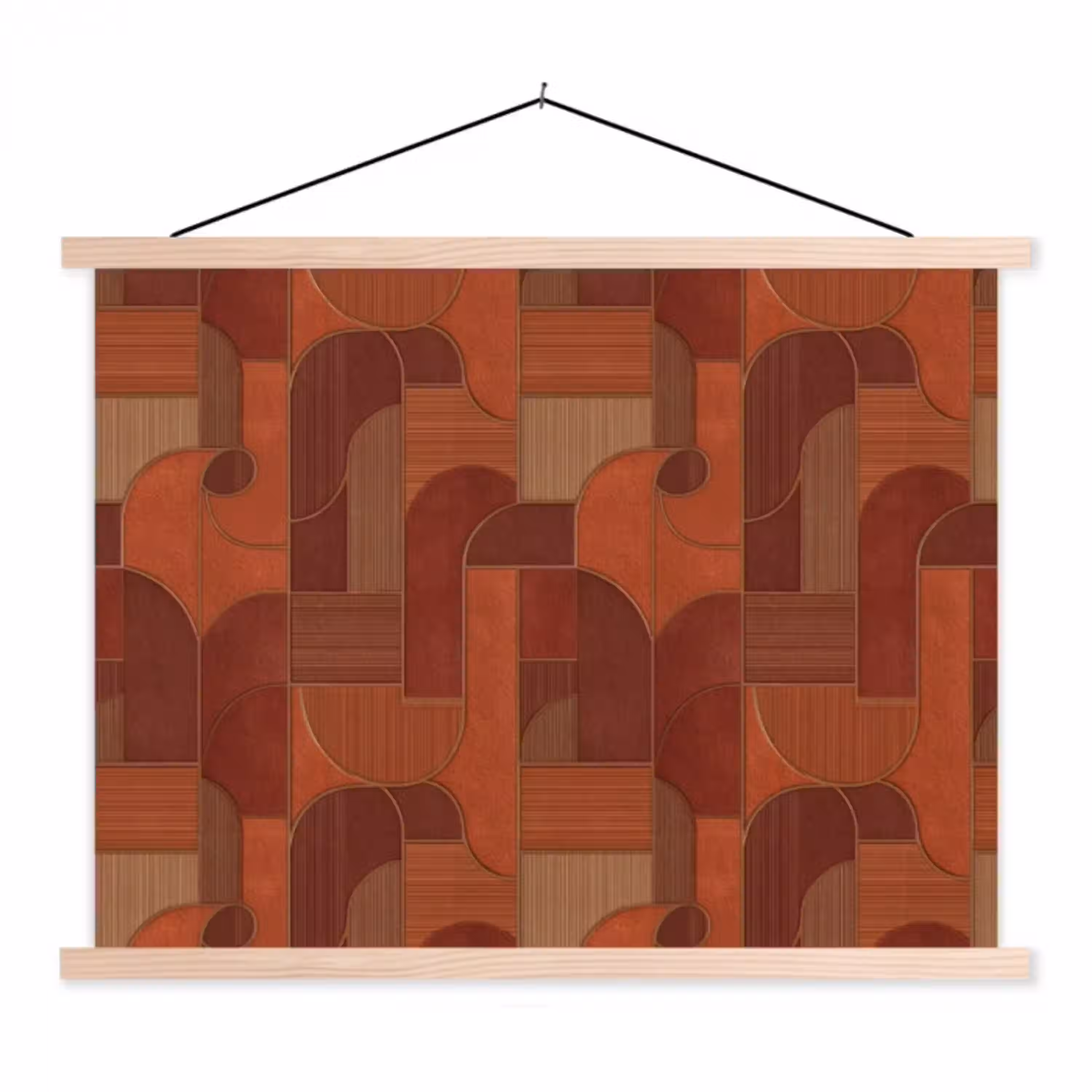 Geometrisch - Abstract - Textuur - Bruin textielposter latten blank klein 122 -3d