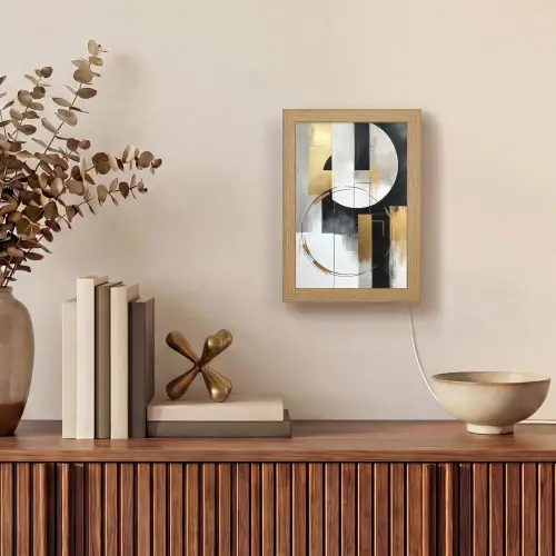 Abstract - Goud - Zilver - Vormen - Aesthetic Light Box met kabel (Tafellamp) klein -sfeer2