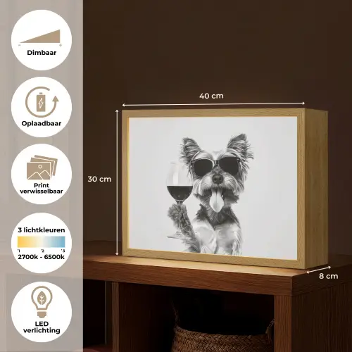 Hondje - Wijnglas - Zonnebril - Enthousiast Light Box met batterij (Wandlamp) middel -USP_websiteoverzichtNL
