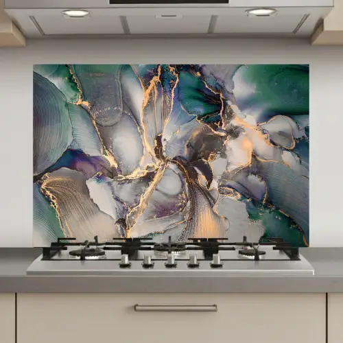 Goud - Blauw - Marmer keuken achterwand spatscherm klein -3d_website