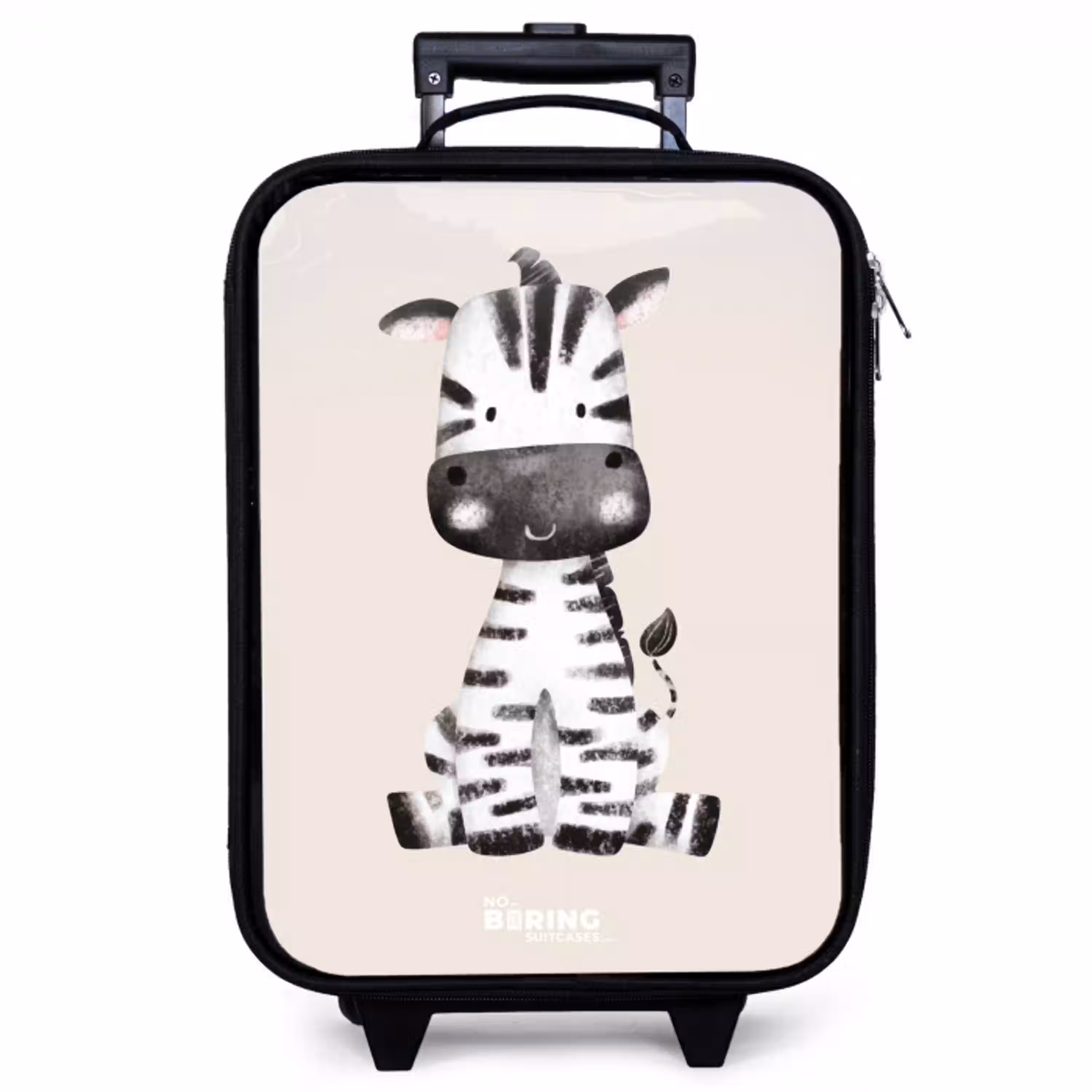 Zebra portrettekening met beige achtergrond Kinderkoffer - Zwart klein -zzz_website3d