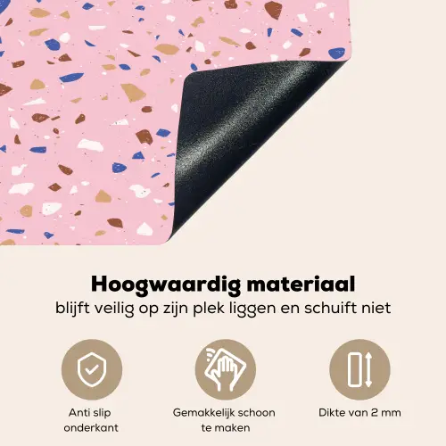Terrazzo -  Patroon - Kleurrijk - Roze Inductie beschemer met haakjes klein 777 -ky-onderkant-nl