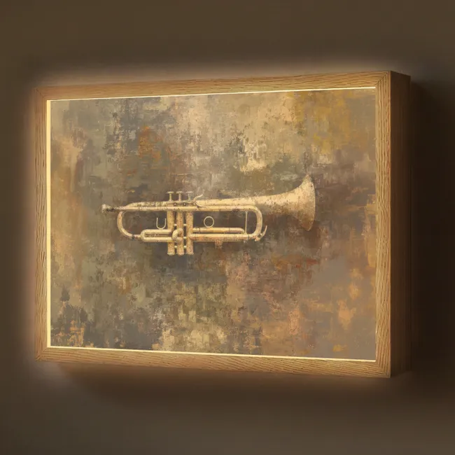 Lightbox - Wandlamp - Trompet - Geel - Muzikaal