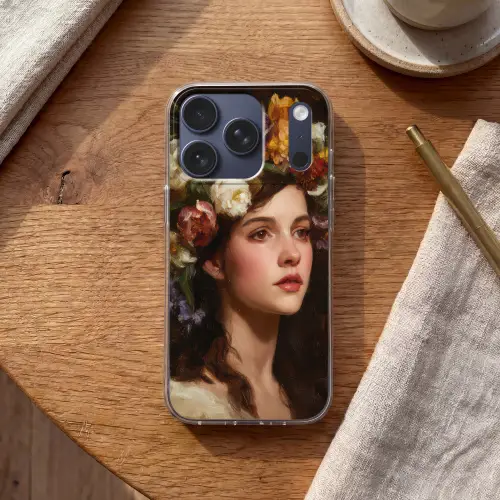 Portret - Vrouw - Bloemen Telefoonhoesje iPhone 17 Pro klein -sfeer1