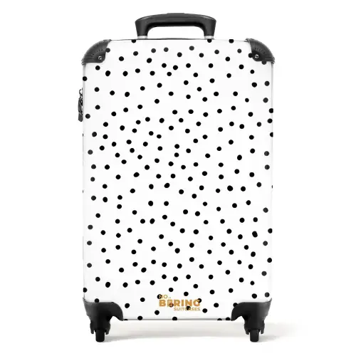 Zwarte stippenregen over een wit oppervlak NBS - Handbagage koffer - Kinderen Unisex middel -productfoto_recht
