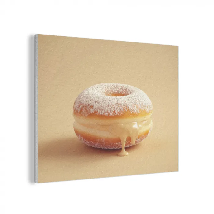 Donut - Romig - Poedersuiker - Beige PET vilt klein -3d