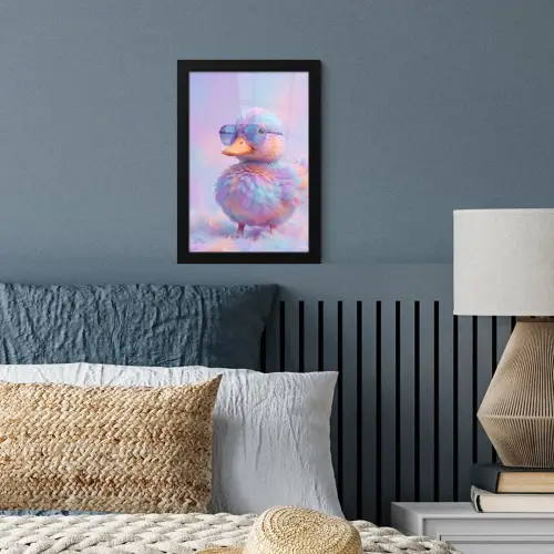 Eend - bril - Pastel fotolijst zwart zonder passe partout klein -sfeer3