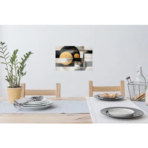 Abstract - Goud - Zilver - Vormen - Aesthetic - Modern Muursticker klein -eettafel