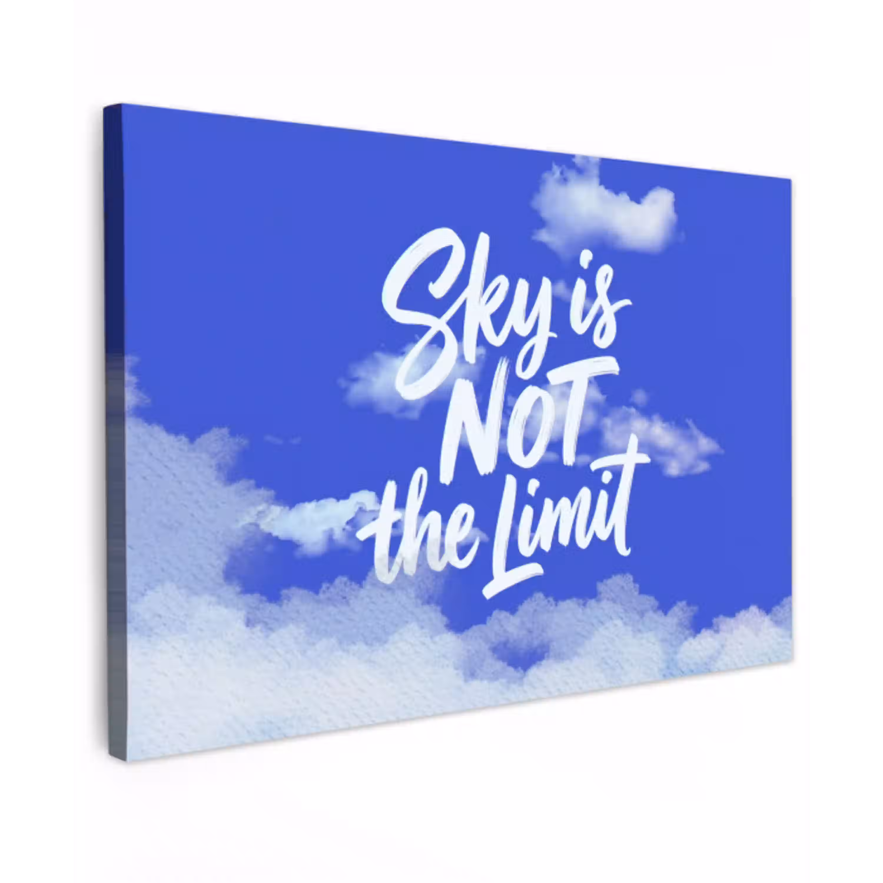 Sky is not the limit - Blauwe lucht - Wolken Tuinposter op houten frame 2 cm dik klein -3d