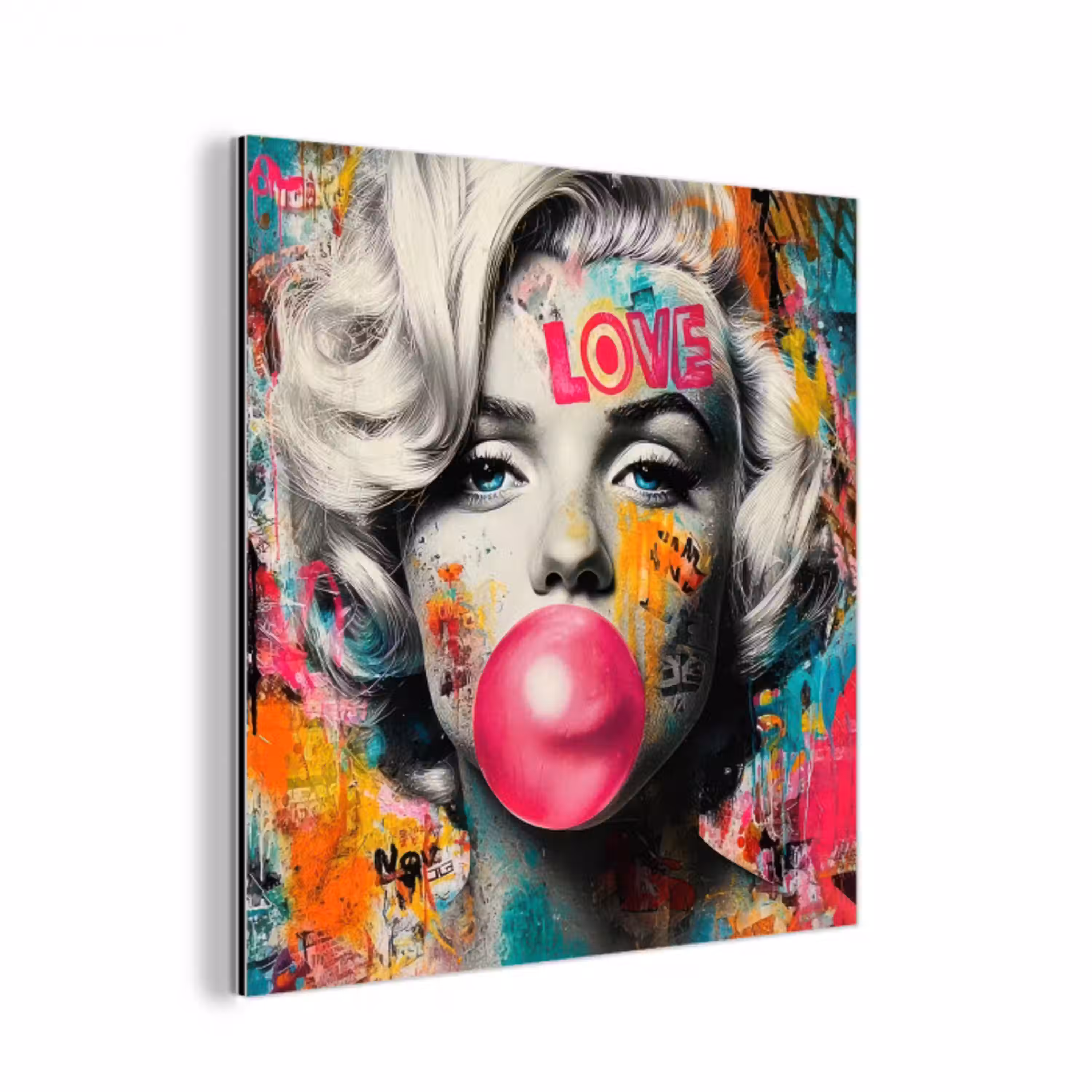 Vrouw - Kauwgom - Graffiti - Neonkleuren aluminium wit klein -3d