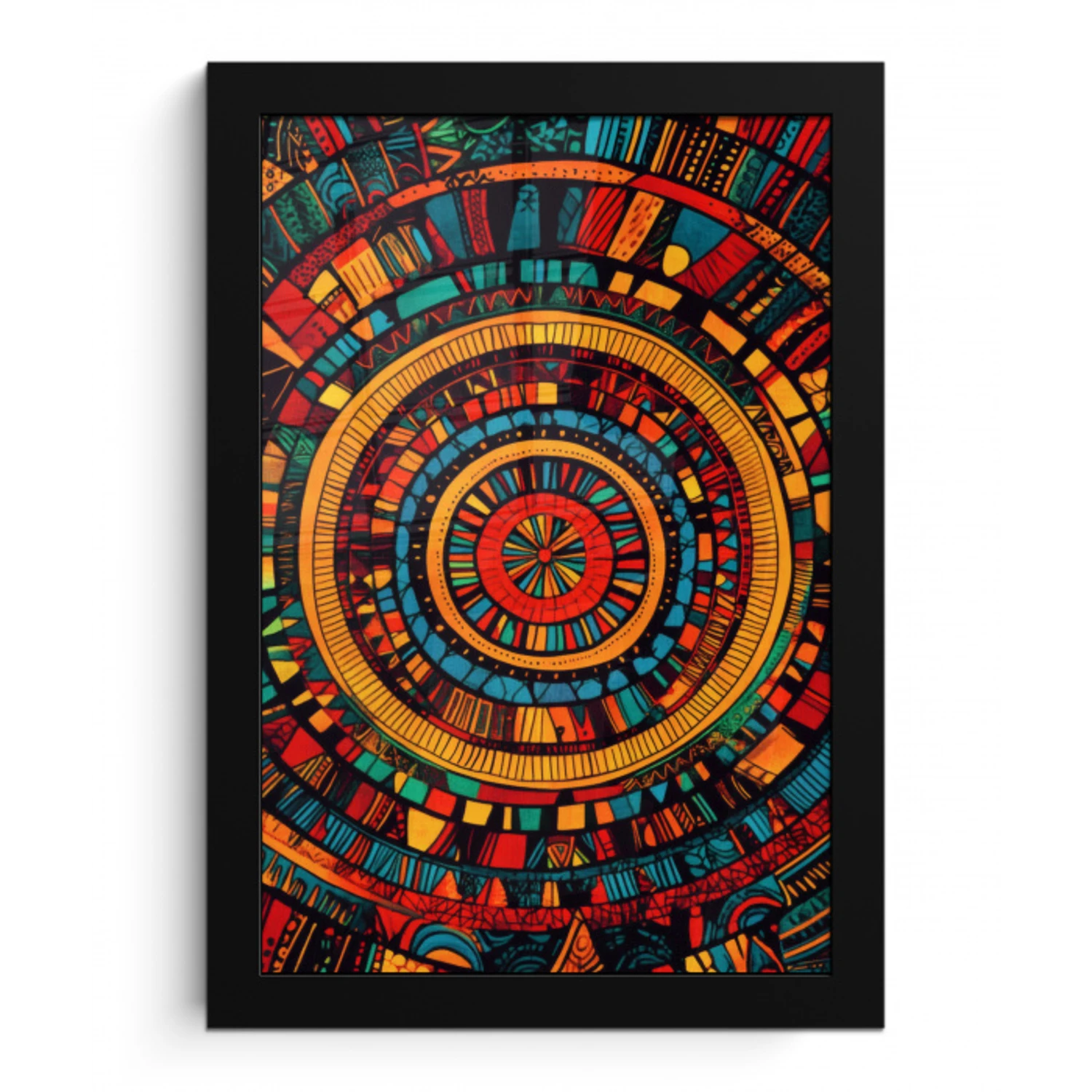 Mandala - Cirkels - Patronen fotolijst zwart zonder passe partout klein -3d