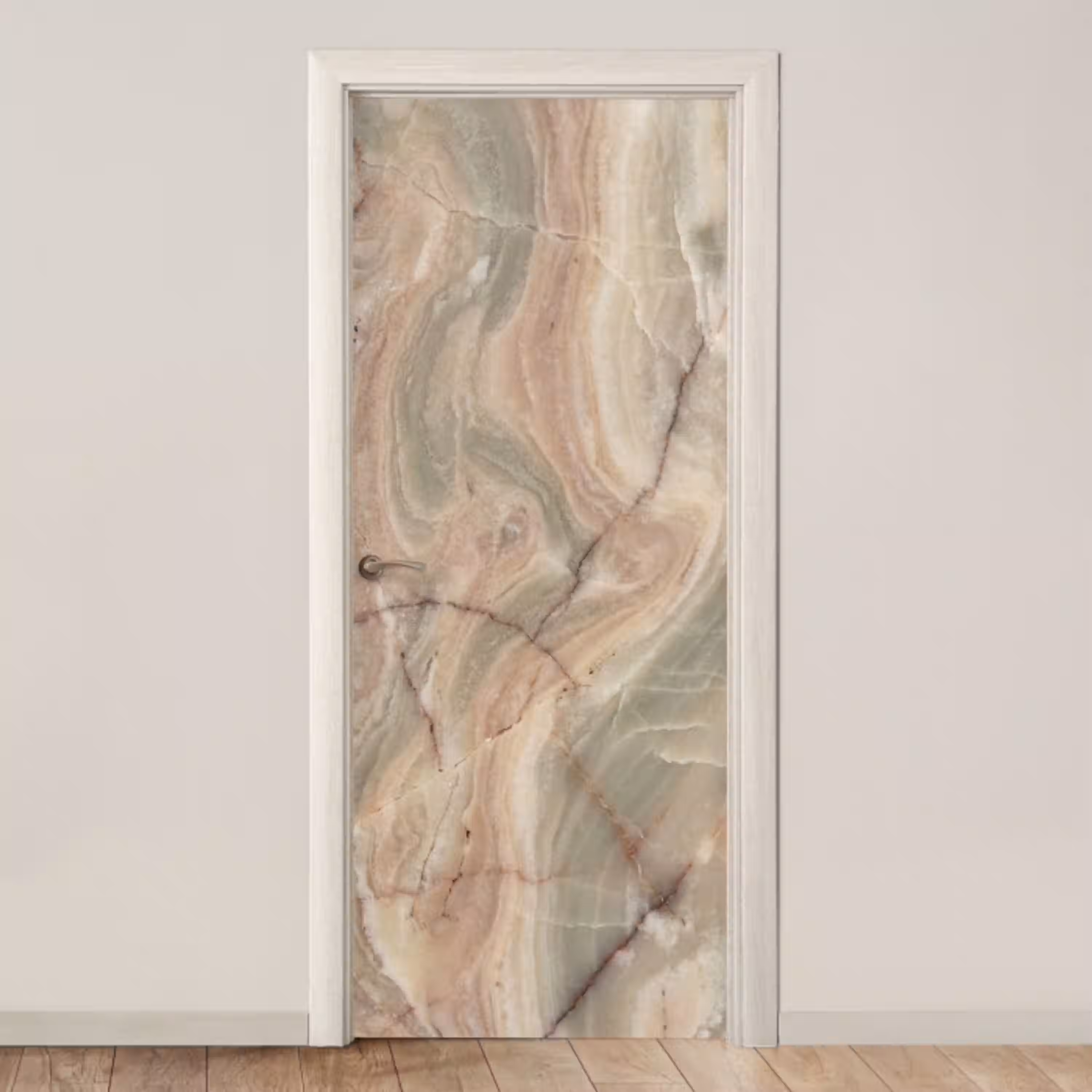 Marmer - Patroon - Abstract - Beige - Groen deurposter klein -3d_beige