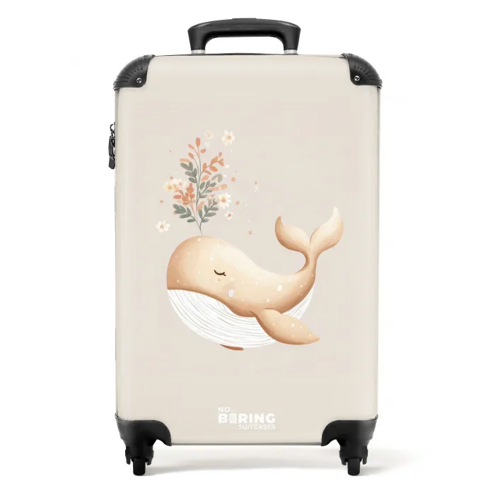 Walvis in pastel beige kleuren NBS - Handbagage koffer - Kinderen Unisex middel -productfoto_recht