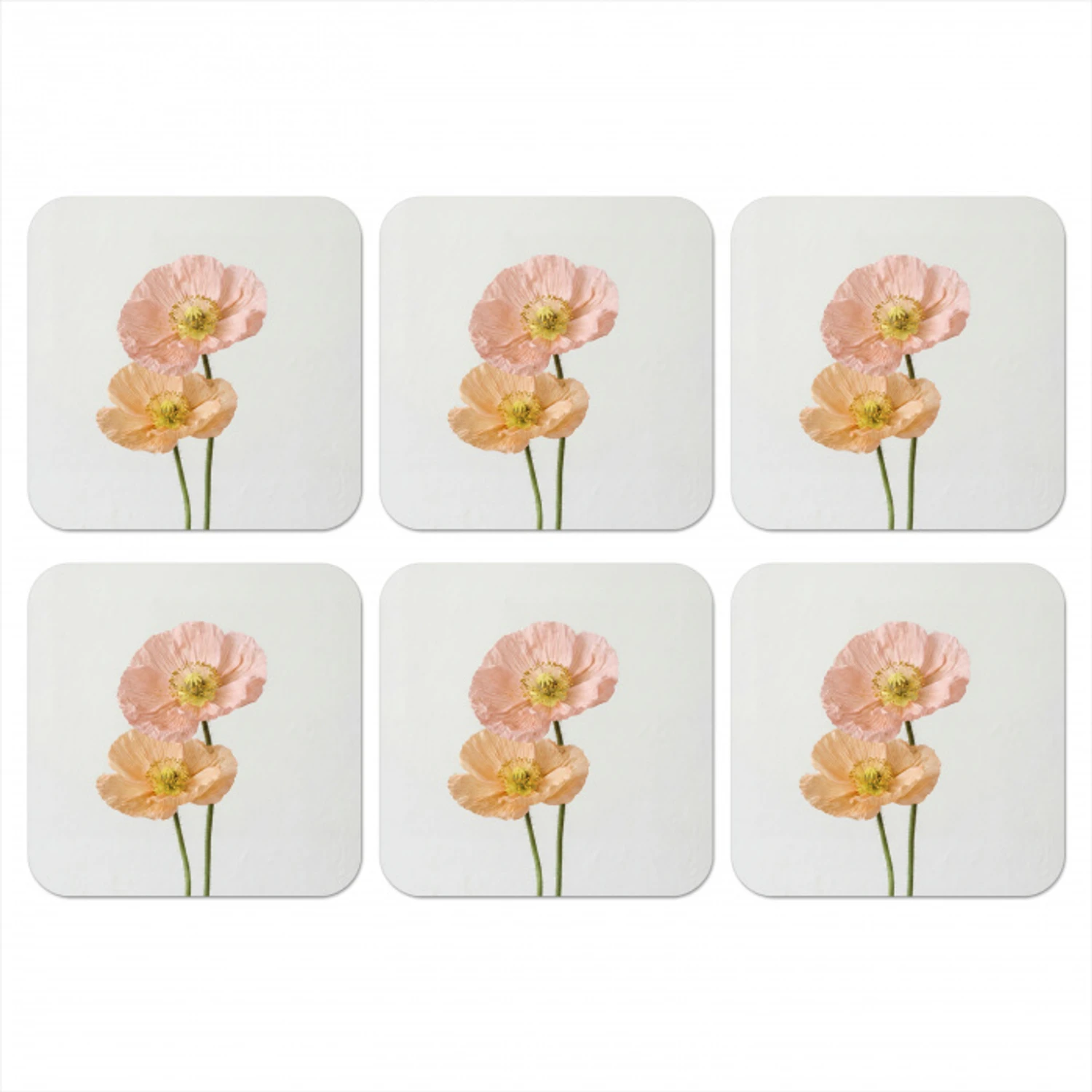 Papavers - Botanisch - Roze onderzetter kurk middel -3d