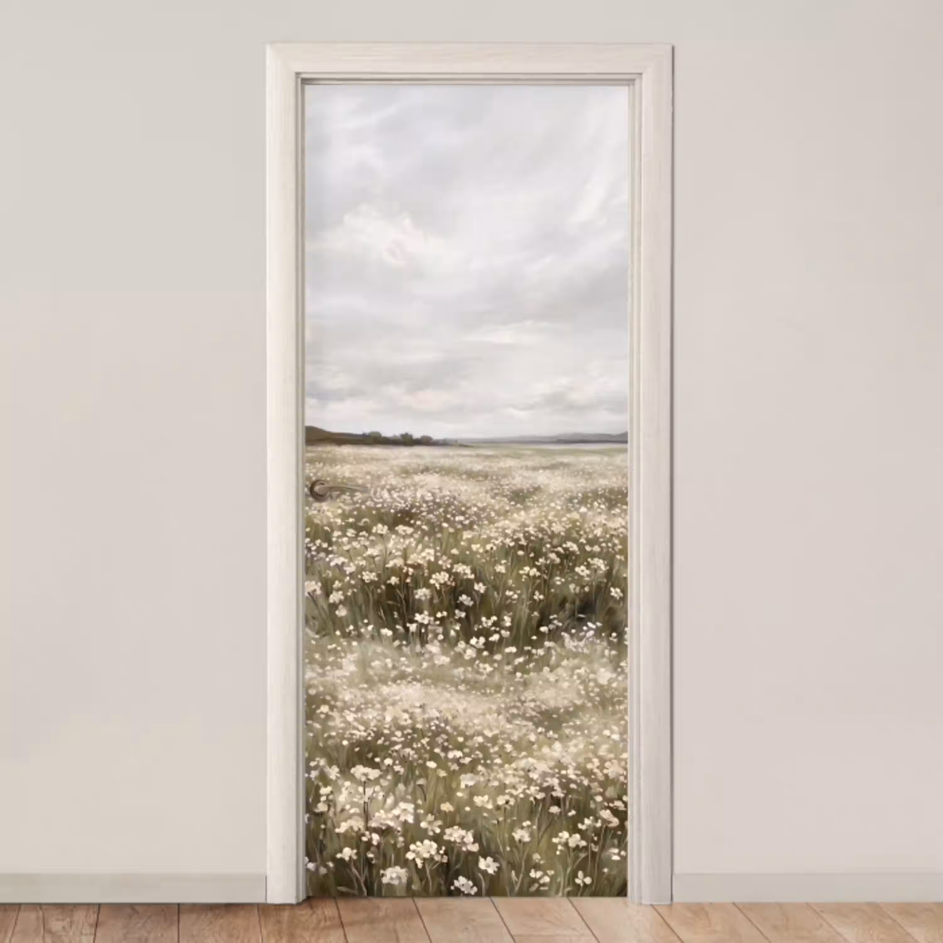 Illustratie - Landschap - Wit deurposter klein -3d_beige