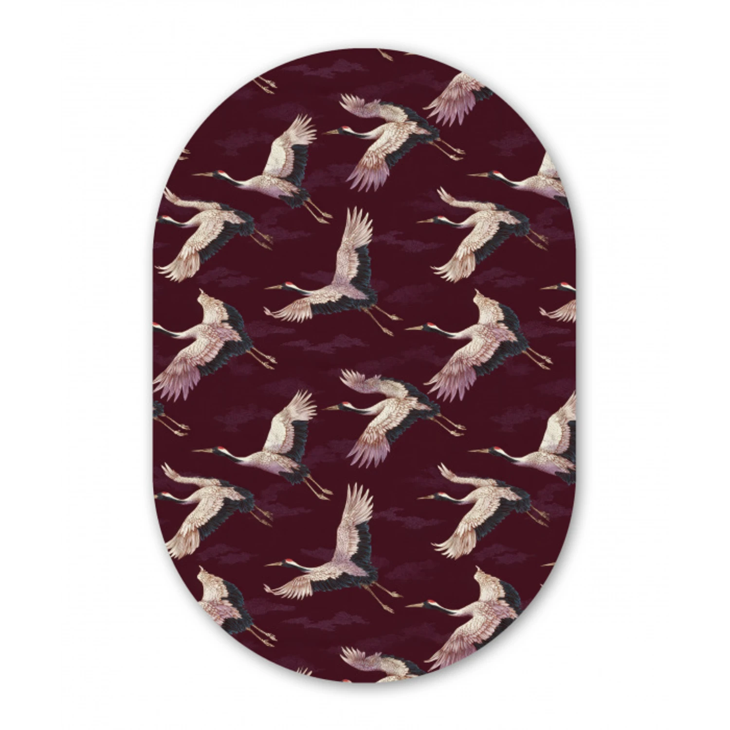 Kraanvogels - Klassiek - Bordeaux Wandcirkel Ovaal Aluminium middel 839 -3d