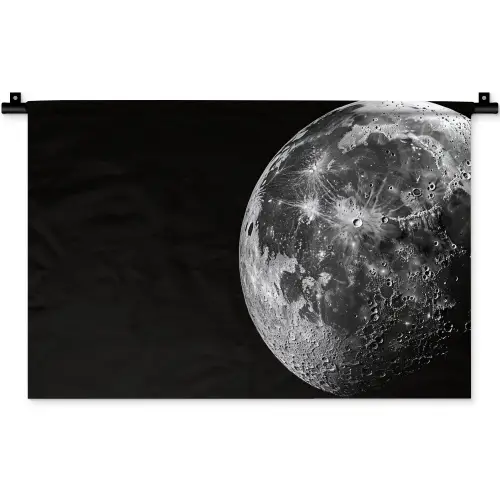 Close-up - Maan - Wit - Textuur Wandkleed katoen klein -zz3d