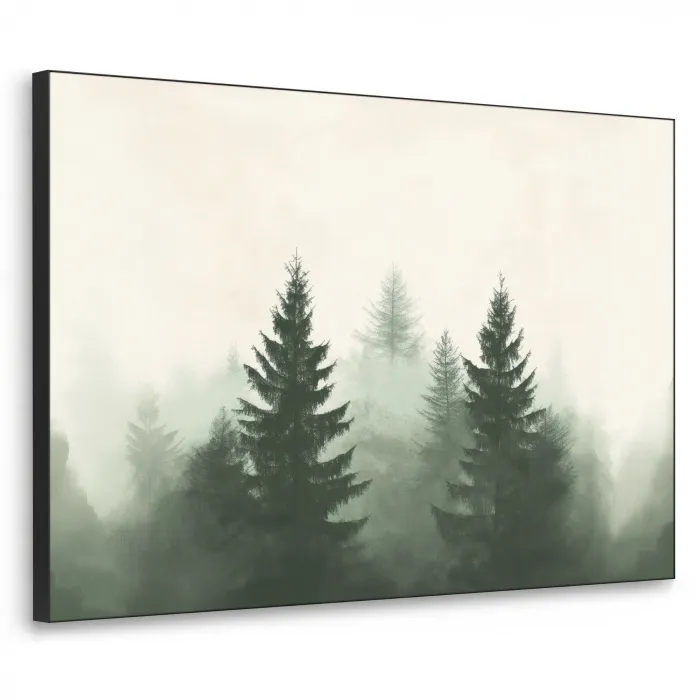 Sparren - Bomen - Groen - Beige Textielframe zwart klein -3d