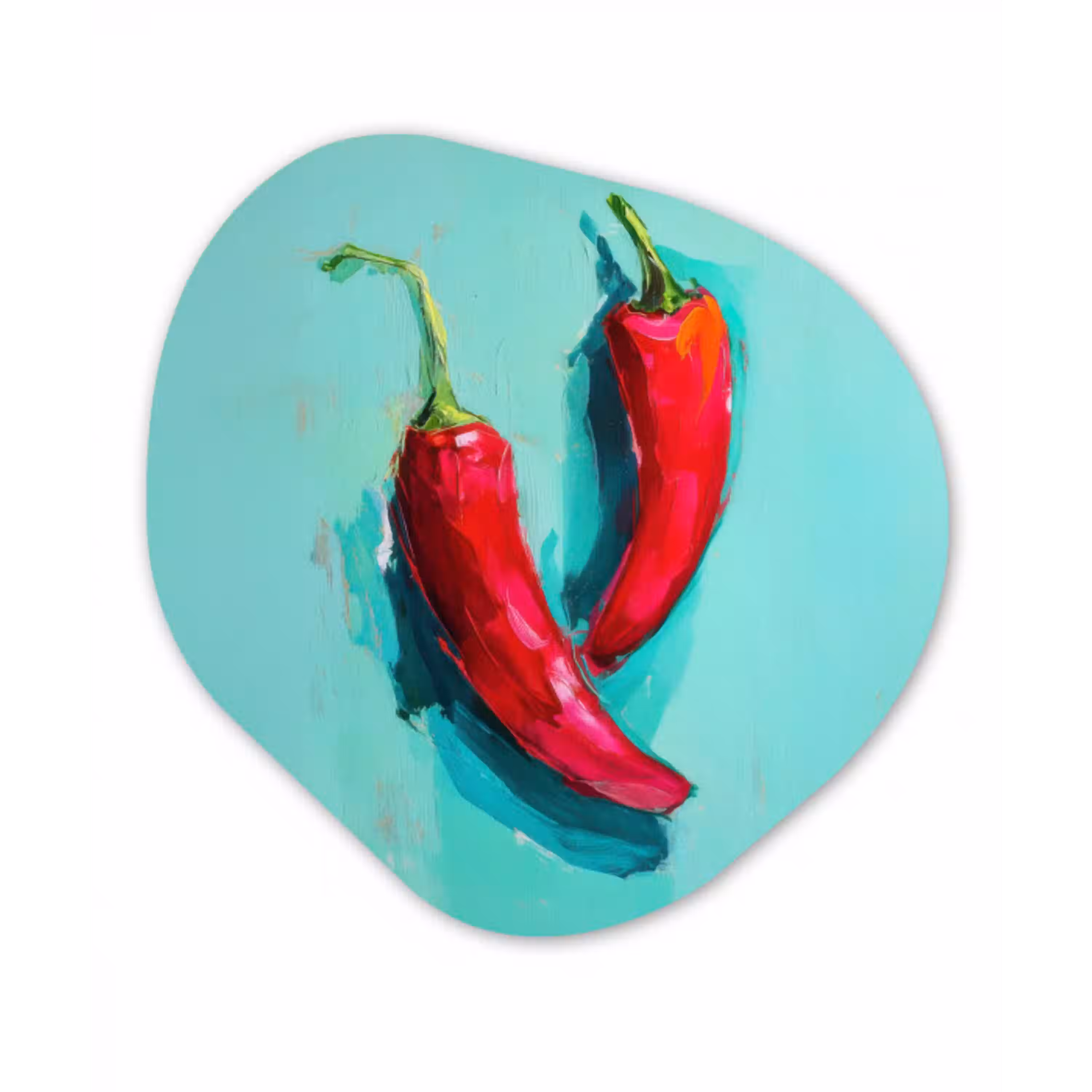 Chilipepers - Geverfd - Rood Wandcirkel Organisch Aluminium middel -3d