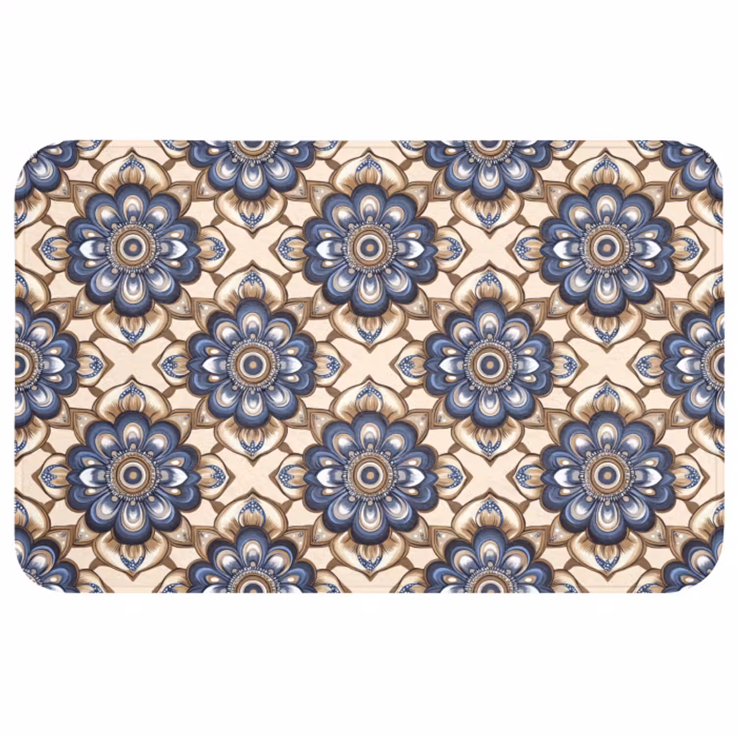Badmat - Floraal - Ornament - Blauw