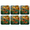 Oranje bloemen - Levendig - Wazige achtergrond onderzetter kurk middel -3d