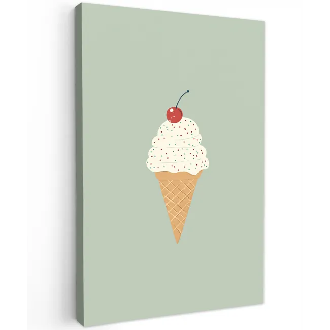 Illustratie - Ijsje - Spikkels - Kers Tuinposter op houten frame 2 cm dik klein -3d