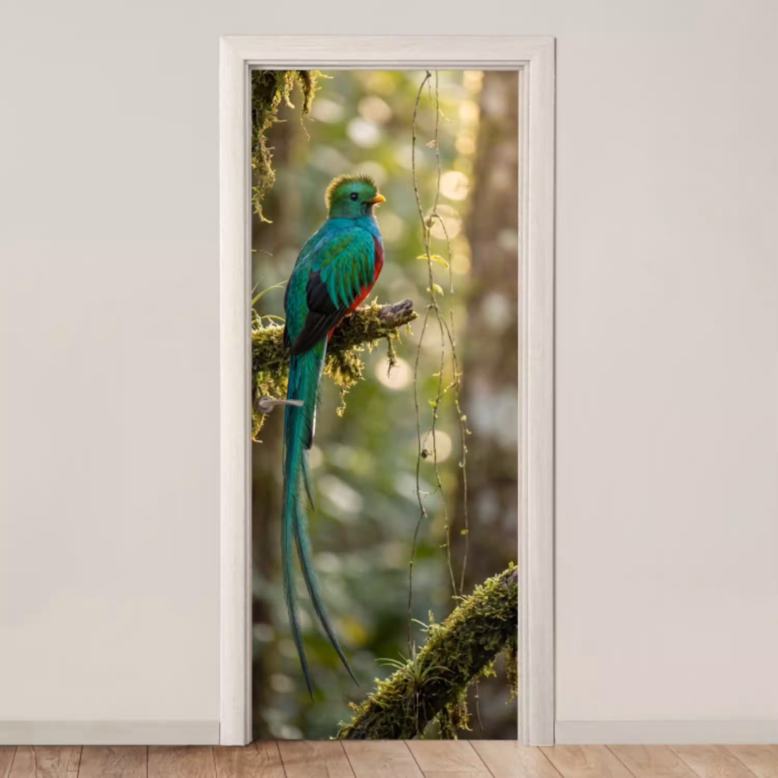 Quetzal - Jungle - Natuur - Groen deurposter klein -3d_beige
