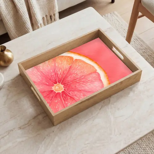 Grapefruit - Roze - Levendig Dienblad Rechthoek middel -sfeer1