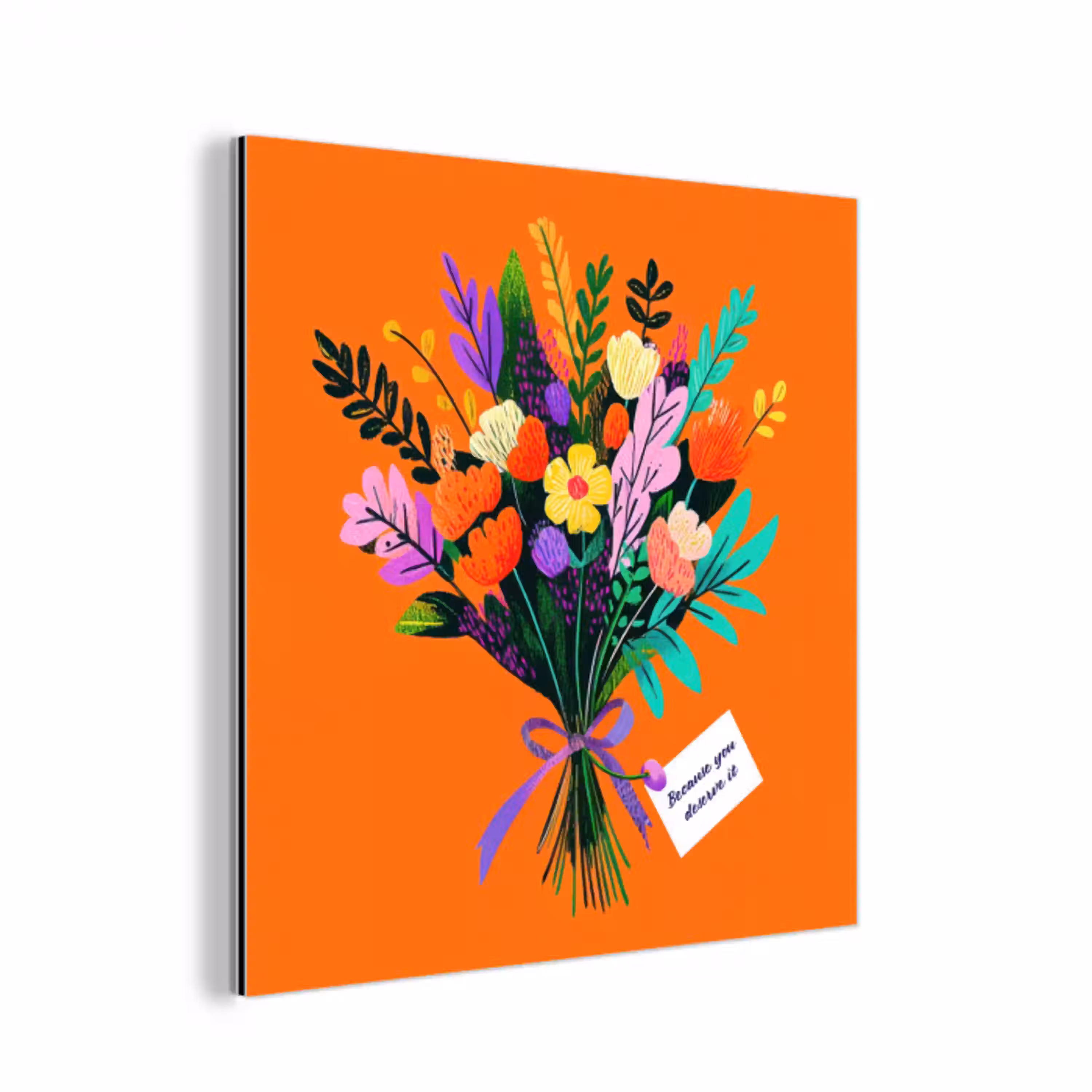Kaartje - Boeket - Bloemen aluminium wit klein -3d