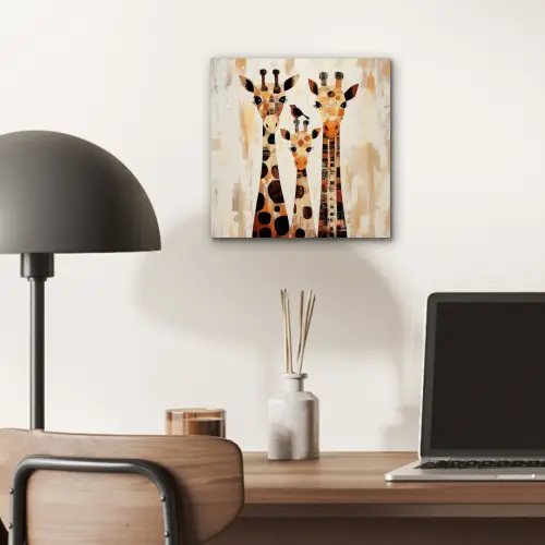 Giraffen - Cartoon - Crème aluminium wit klein -sfeer5